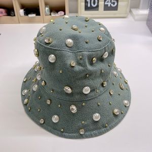Lele Sadoughi Jeweled Denim Bucket Hat